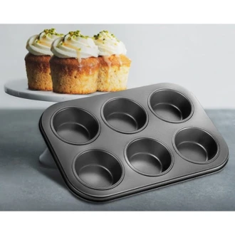 Decakila Muffin Tray 6 Holes 26.5x18.5x3 CM Cup Cake Mold Non Stick Cake Pan BPA Free KMTT079B