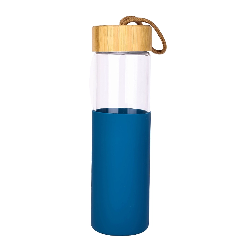 Glass Bottle 650Ml Water Bottle Reusable Bottle With Bamboo Lid &Amp; Cover 9113-650 4 Glass Bottle 650Ml Water Bottle Reusable Bottle With Bamboo Lid &Amp; Cover 9113-650