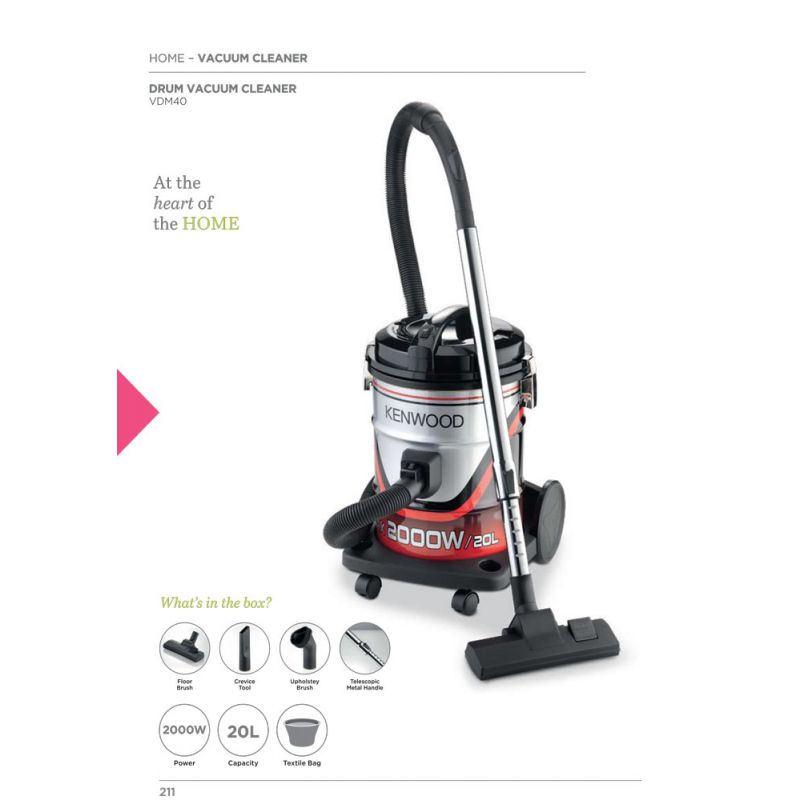 Kenwood Drum Vacuum Cleaner 2000W 20L Tank With 8M Extra Long Power Cord Removable &Amp; Washable Filter Multi Surface For Home Office Vdm40.000Br 13 Kenwood Drum Vacuum Cleaner 2000W 20L Tank With 8M Extra Long Power Cord Removable &Amp; Washable Filter Multi Surface For Home Office Vdm40.000Br