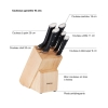 Tefal Ice Force Wooden Block with 5 Slots and 5 Knives: Bread Knife 20 cm / Chef Knife 20 cm / Santoku Knife 18 cm / Paring Knife 11 cm / Carving Knife 9 cm K232S574