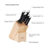 Tefal Ice Force Wooden Block with 5 Slots and 5 Knives: Bread Knife 20 cm / Chef Knife 20 cm / Santoku Knife 18 cm / Paring Knife 11 cm / Carving Knife 9 cm K232S574