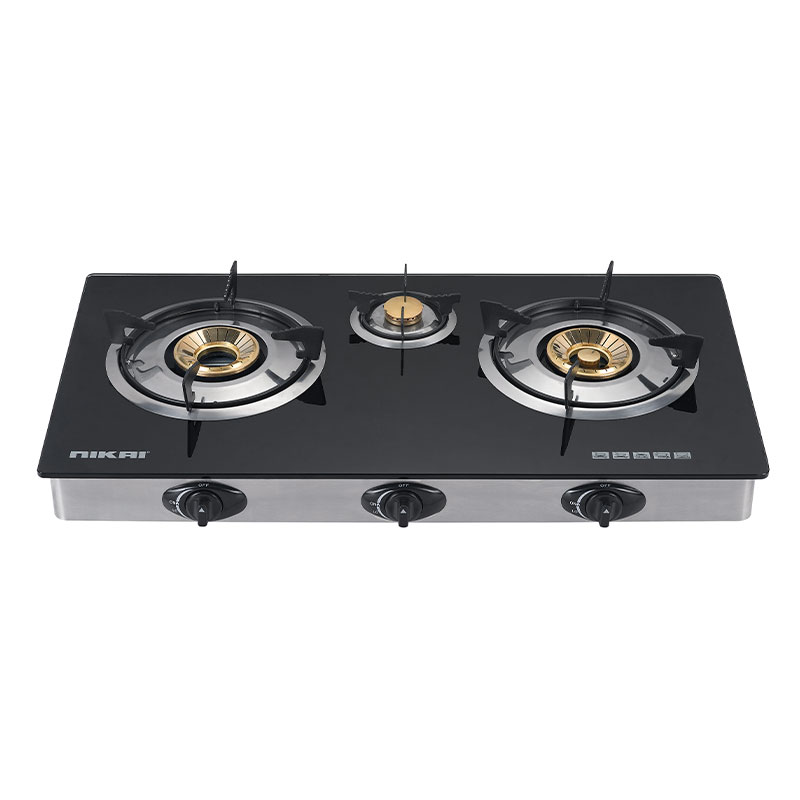 Nikai Gas Cooker 3 Burner Glass Triple Gas Burner 3 Burner Glass Top 7 Mm Tempered Glass Panel Auto Ignition System Whirlwind Flame Brass Burner Cap Ng333G 1 Nikai Gas Cooker 3 Burner Glass Triple Gas Burner 3 Burner Glass Top 7 Mm Tempered Glass Panel Auto Ignition System Whirlwind Flame Brass Burner Cap Ng333G