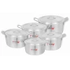 Nadstar Cookware Set 5Pcs Set With Lid & Handle Metal Finish Sufuria 4L 5.5L 7L 9L 12L 2x6