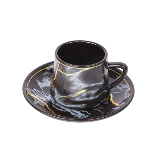 Nadstar Porcelain Cup & Saucer Golden Print Tea Coffee Cups 0035-1/2