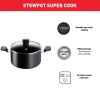 Tefal Super Cook Stew Pot 22cm + Lid Non Stick Thermo Signal 100% Safe Stew Pan Black Aluminium B4594584