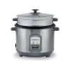 Kenwood 2-in-1 Rice Cooker 1.8L 10-Cups Rice with Food Steamer Basket Non-Stick Cooking Pot Temepered Glass Lid Warm/Cook Lights Spatula Holder Detachable Cord RCM45.000SS