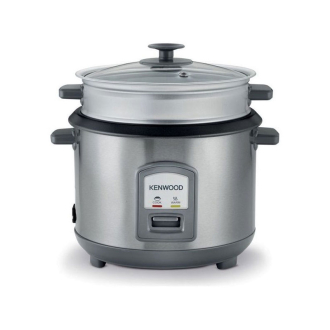 Kenwood 2-in-1 Rice Cooker 1.8L 10-Cups Rice with Food Steamer Basket Non-Stick Cooking Pot Temepered Glass Lid Warm/Cook Lights Spatula Holder Detachable Cord RCM45.000SS