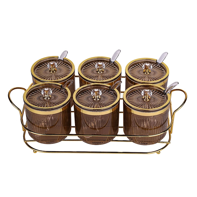 Nadstar Seasoning Pots 6Pcs Set Condiment Pots Food Container With Lids And Spoons St0606-1/2 1 Nadstar Seasoning Pots 6Pcs Set Condiment Pots Food Container With Lids And Spoons St0606-1/2