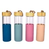 Glass Bottle 650ML Water Bottle Reusable Bottle with Bamboo Lid & Cover 9113-650