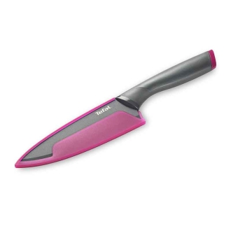 Tefal Fresh Kitchen Chef Knife With Cover 15cm Titanium Non Stick Coating Ideal For Slicing & Chopping All Types of Food High Performance Stainless Steel K1220304