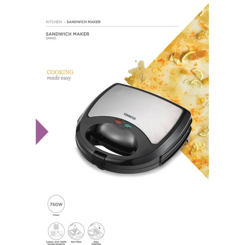 Kenwood Sandwich Maker 3 In 1 Sandwich Grill/Griddle Waffle Dual Plate Press For Toasties Easy To Use &Amp; Clean Non-Stick Plates Compact Size Bread Toaster Smm01.A0Bk 10 Kenwood Sandwich Maker 3 In 1 Sandwich Grill/Griddle Waffle Dual Plate Press For Toasties Easy To Use &Amp; Clean Non-Stick Plates Compact Size Bread Toaster Smm01.A0Bk
