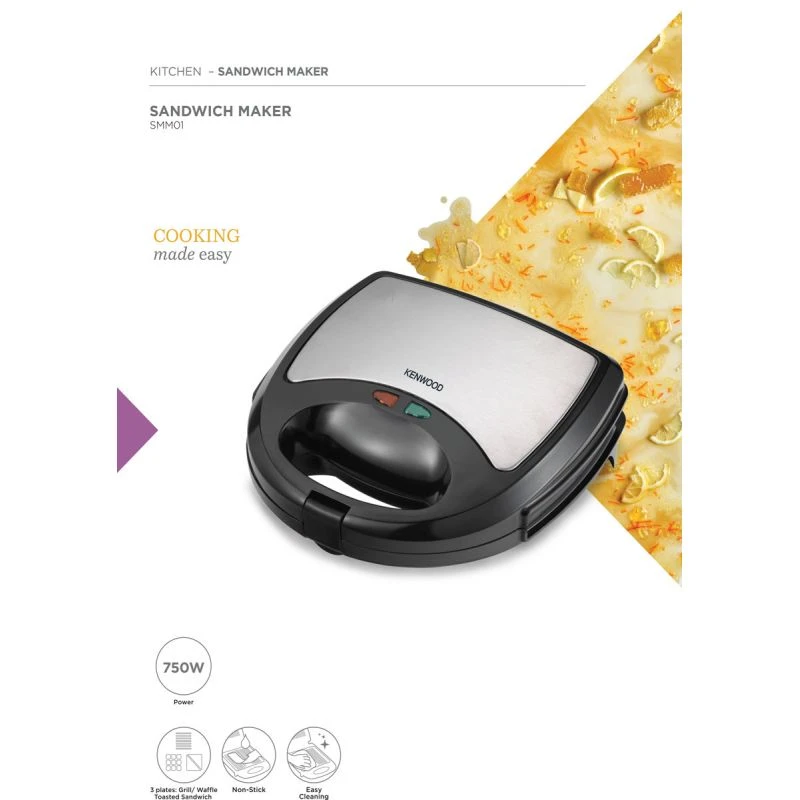 Kenwood Sandwich Maker 3 In 1 Sandwich Grill/Griddle Waffle Dual Plate Press For Toasties Easy To Use &Amp; Clean Non-Stick Plates Compact Size Bread Toaster Smm01.A0Bk 10 Kenwood Sandwich Maker 3 In 1 Sandwich Grill/Griddle Waffle Dual Plate Press For Toasties Easy To Use &Amp; Clean Non-Stick Plates Compact Size Bread Toaster Smm01.A0Bk