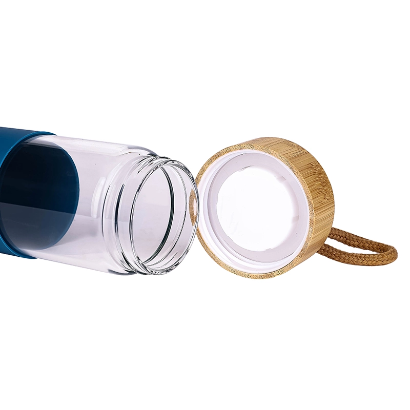 Glass Bottle 650Ml Water Bottle Reusable Bottle With Bamboo Lid &Amp; Cover 9113-650 6 Glass Bottle 650Ml Water Bottle Reusable Bottle With Bamboo Lid &Amp; Cover 9113-650