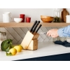 Tefal Ice Force Wooden Block with 5 Slots and 5 Knives: Bread Knife 20 cm / Chef Knife 20 cm / Santoku Knife 18 cm / Paring Knife 11 cm / Carving Knife 9 cm K232S574