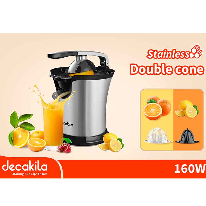 Decakila Citrus Juicer 160W Stainless Steel Double Cone Anti Drip Removable Filter Basket Bpa Free Orange Squeezer Citrus Press Kejc008B 2 Decakila Citrus Juicer 160W Stainless Steel Double Cone Anti Drip Removable Filter Basket Bpa Free Orange Squeezer Citrus Press Kejc008B