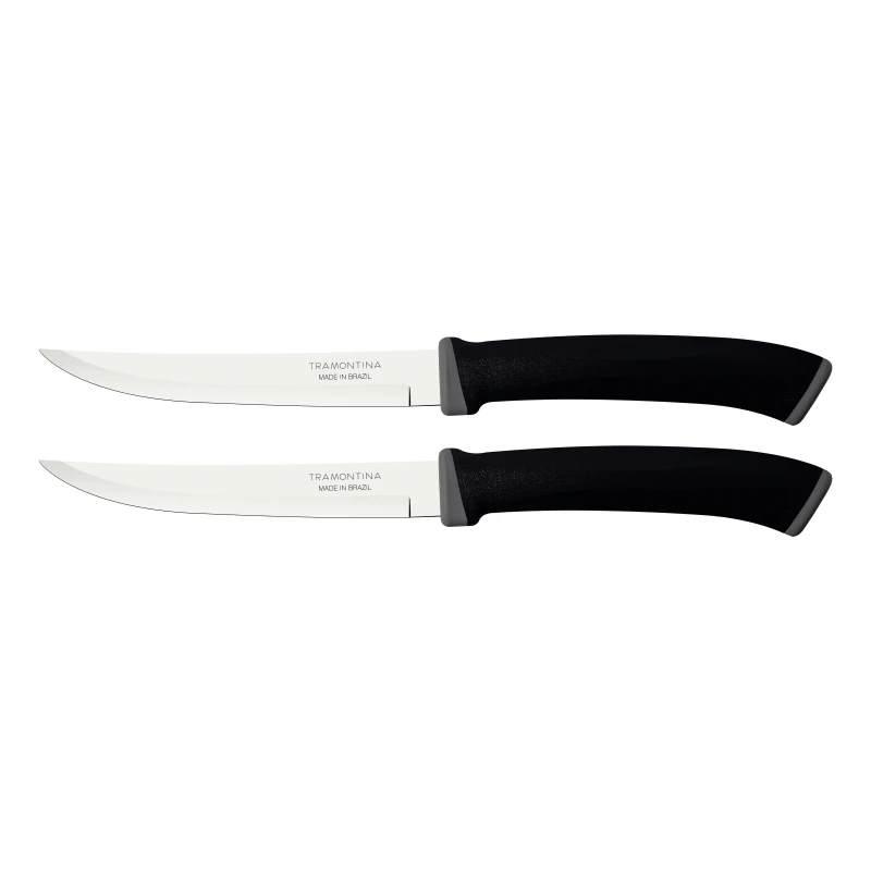 Tramontina Felice Barbecue Knife 5'' Stainless Steel Blades, Microserrated Edge And Black Polypropylene Handles 2Pc Set 23494/205 2 Tramontina Felice Barbecue Knife 5'' Stainless Steel Blades, Microserrated Edge And Black Polypropylene Handles 2Pc Set 23494/205