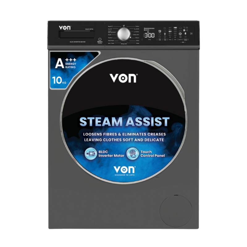 Von Front Load Washing Machine 10 Kg, Silver Inverter Motor Valw-10Fvk 1 Von Front Load Washing Machine 10 Kg, Silver Inverter Motor Valw-10Fvk