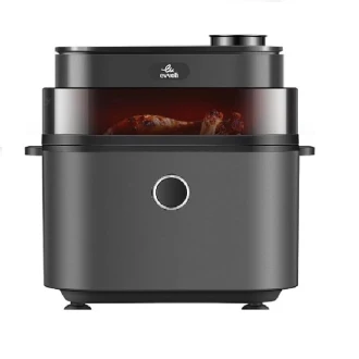 Evvoli Air Fryer 8L Digital Control Panel Display, 8 Preset Programs with Juicy and Crisper Plate and Water Tank1650W Black EVKA-AF8008D