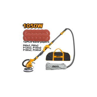 Ingco Drywall Sander 1050W with Integrated Work Light, 12pcs Sand Papers DWS10501