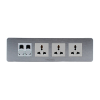 Tronic Floor Socket Universal x 3 + RJ45 Data x 2