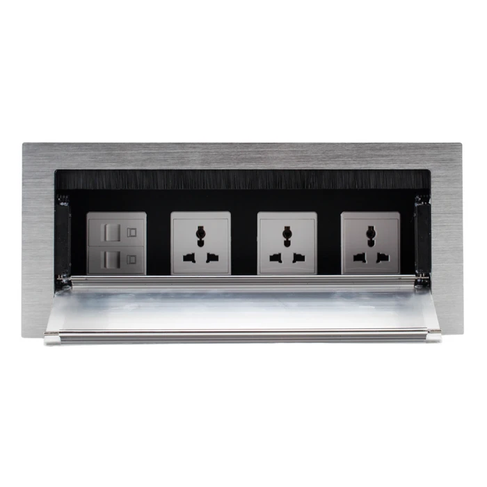 Tronic Desk Socket Universal X 3 + Rj45 Data X 2 4 Tronic Desk Socket Universal X 3 + Rj45 Data X 2