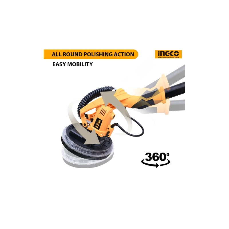 Ingco Drywall Sander 1050W With Integrated Work Light, 12Pcs Sand Papers Dws10501 5 Ingco Drywall Sander 1050W With Integrated Work Light, 12Pcs Sand Papers Dws10501