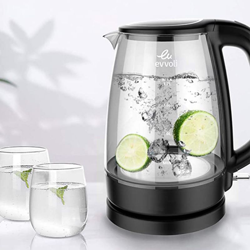 Evvoli Electric Kettle Glass Body 1.7L 2200W Evka-Ke17Mb 6 Evvoli Electric Kettle Glass Body 1.7L 2200W Evka-Ke17Mb