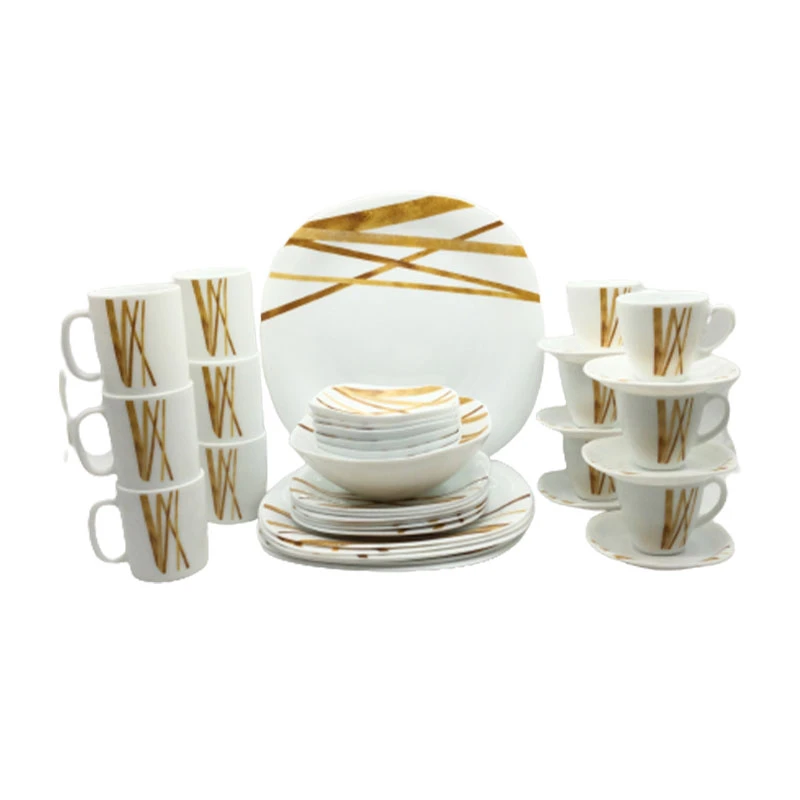 La Opala Dinner Set Quadra Golden Shades 38 Pieces Lg038 2 La Opala Dinner Set Quadra Golden Shades 38 Pieces Lg038