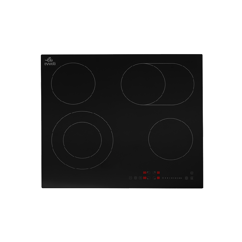 Evvoli Ceramic Hob 4 Burners Soft Touch Control With 9 Stage Power Setting 6600W Ch604B