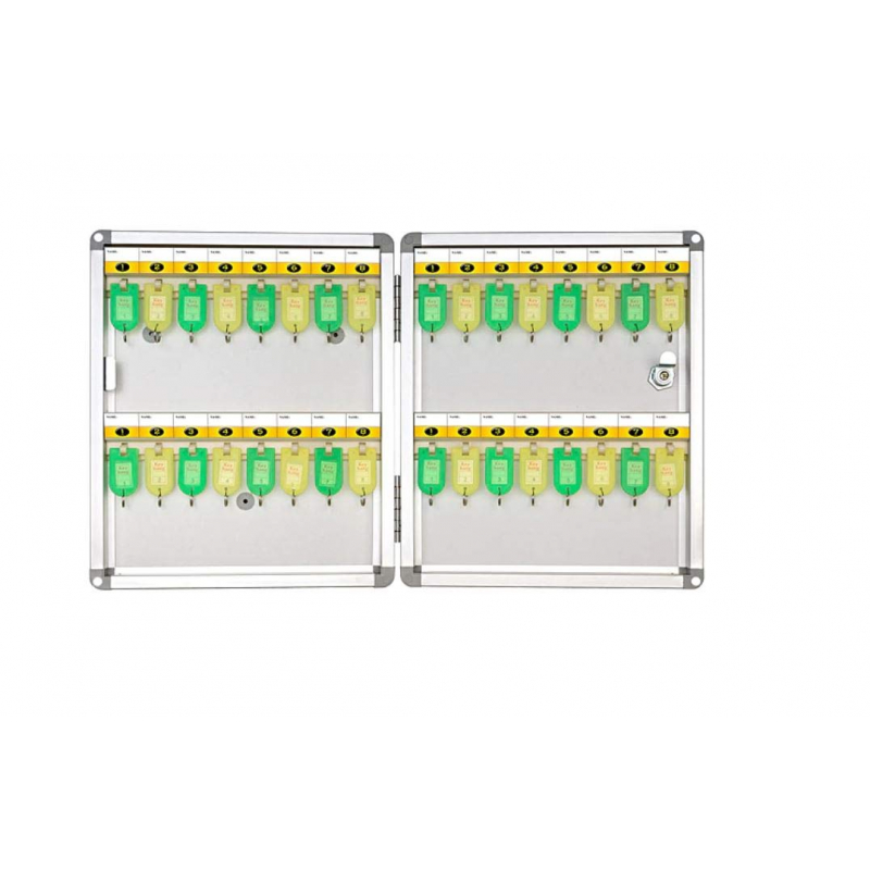 Defelom Key Box Aluminium Cabinet With Key Lock 32 Keys (Keychains Not Included) 2 Defelom Key Box Aluminium Cabinet With Key Lock 32 Keys (Keychains Not Included)