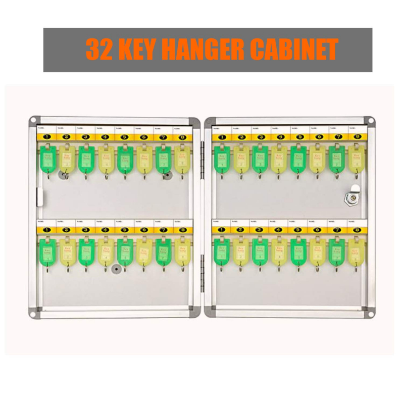 Defelom Key Box Aluminium Cabinet With Key Lock 32 Keys (Keychains Not Included) 3 Defelom Key Box Aluminium Cabinet With Key Lock 32 Keys (Keychains Not Included)