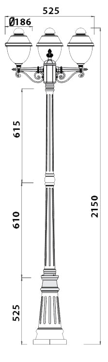 Tronic Ornamental 3 Headed Bollard Light 2 Tronic Ornamental 3 Headed Bollard Light