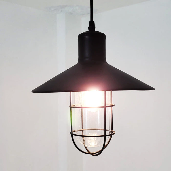 Tronic Black Vintage Pendant Glass Cage Light 5 Tronic Black Vintage Pendant Glass Cage Light