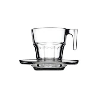 Pasabahce Casablanka Cup Saucer 70ml 6pcs Fully Tempered and Dishwasher Safe 95753