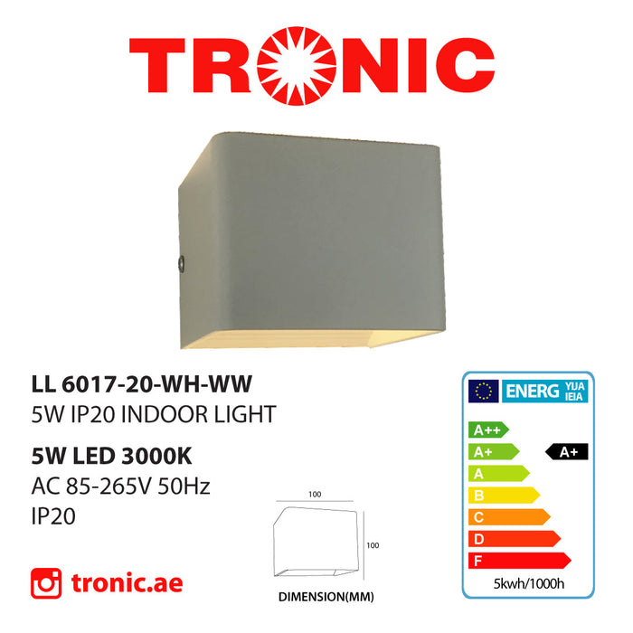 Tronic 5 Watts White Square Directional Wall Light 4 Tronic 5 Watts White Square Directional Wall Light