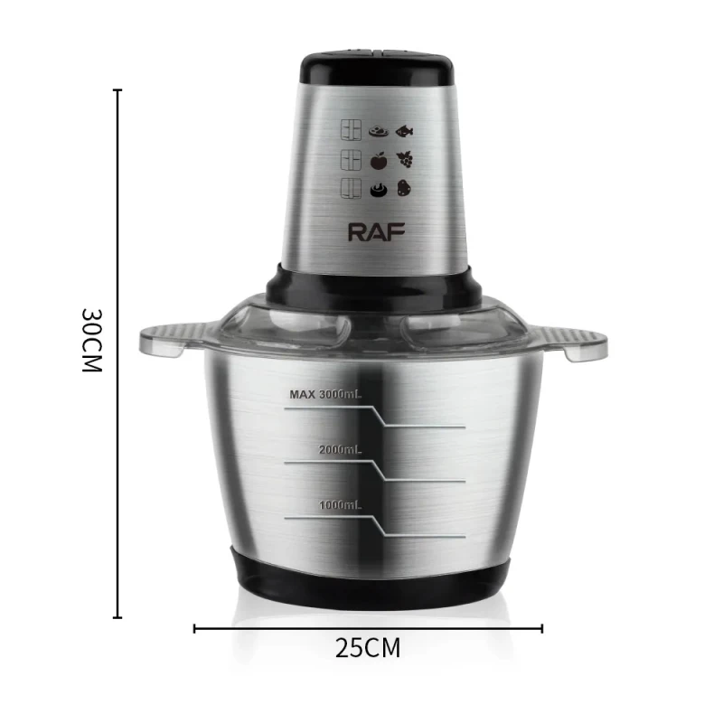 Raf Chopper 2L 1000W Stainless Steel, 4 Sharp Blades R.7034 2 Raf Chopper 2L 1000W Stainless Steel, 4 Sharp Blades R.7034