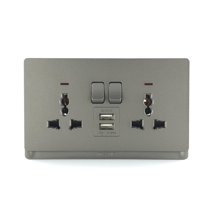 Tronic Universal Twin Socket With Usb 3 Tronic Universal Twin Socket With Usb