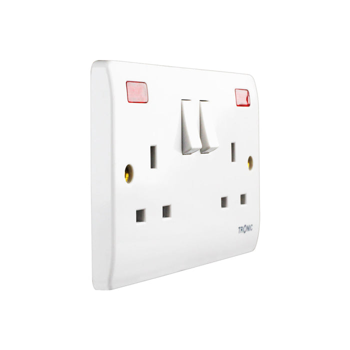 Tronic Twin Switch Socket With Neon Standard 2 Tronic Twin Switch Socket With Neon Standard