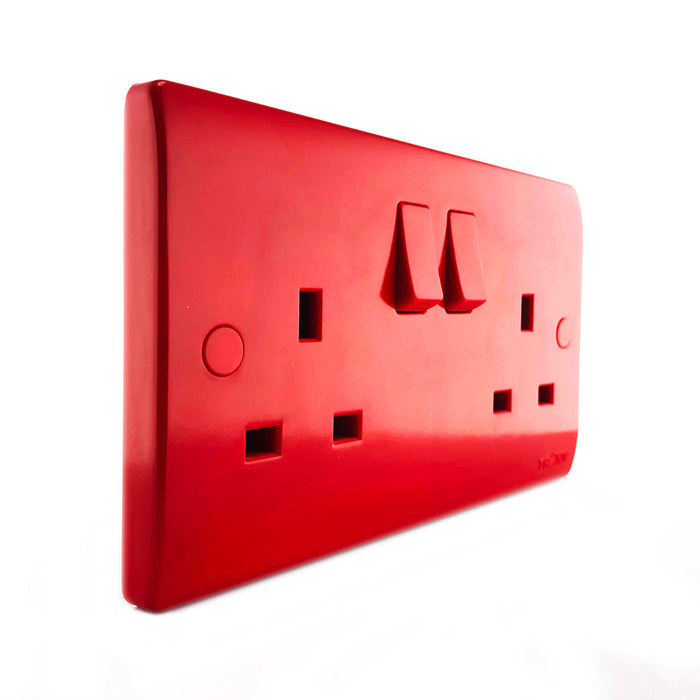 Tronic Red Twin Switch Socket 2 Tronic Red Twin Switch Socket