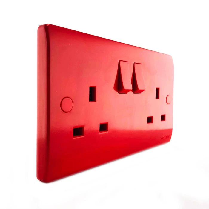 Tronic Red Twin Switch Socket 2 Tronic Red Twin Switch Socket