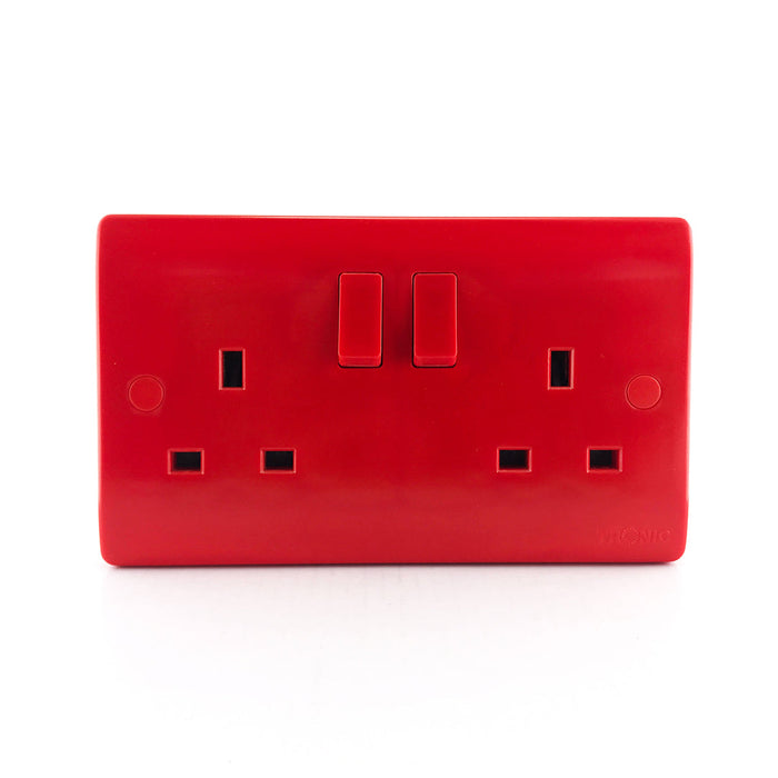 Tronic Red Twin Switch Socket 1 Tronic Red Twin Switch Socket