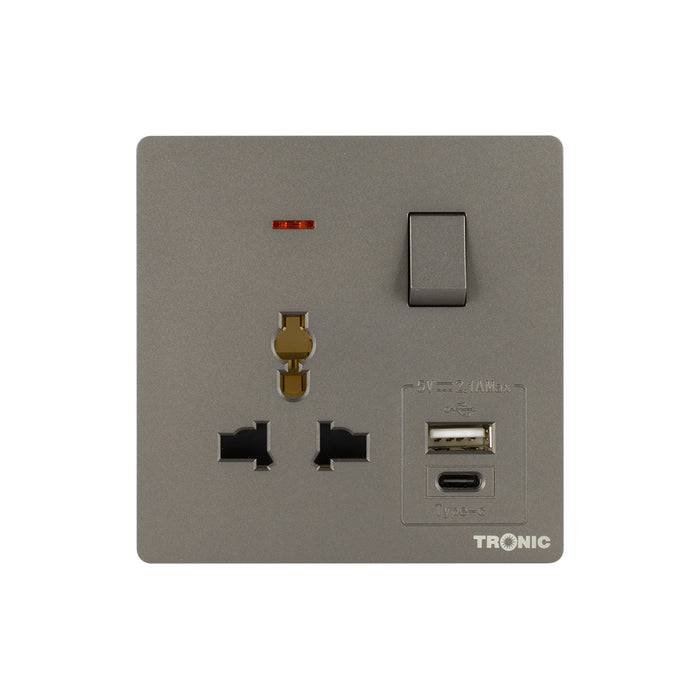 Tronic Universal Single Switch Socket With Usb + Type C 3 Tronic Universal Single Switch Socket With Usb + Type C