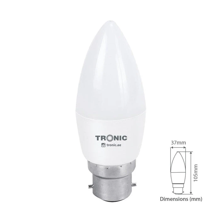 Tronic 4 Watts Candle Flame Led B22 (Pin) Bulb 5 Tronic 4 Watts Candle Flame Led B22 (Pin) Bulb