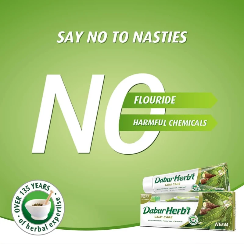 Dabur Herbal Toothpaste 150G No Brush Neem 4 Dabur Herbal Toothpaste 150G No Brush Neem (Pack Of 6)