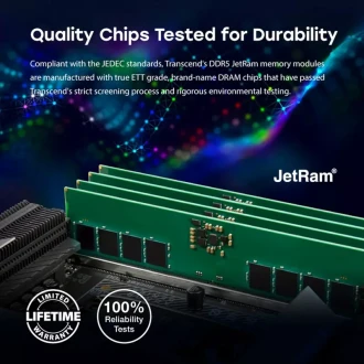 Transcend Desktop Memory Module - 8GB RAM DDR5 5600, U-DIMM, 1Rx16 Configuration, 1Gx16, CL46, 1.1V, JM5600ALG-8G.