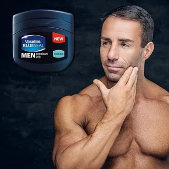 Vaseline Men Petroleum Jelly Cooling 45ml Cooling Sensation, Help to Lock in Moisture 68907679 (Pack of 3)