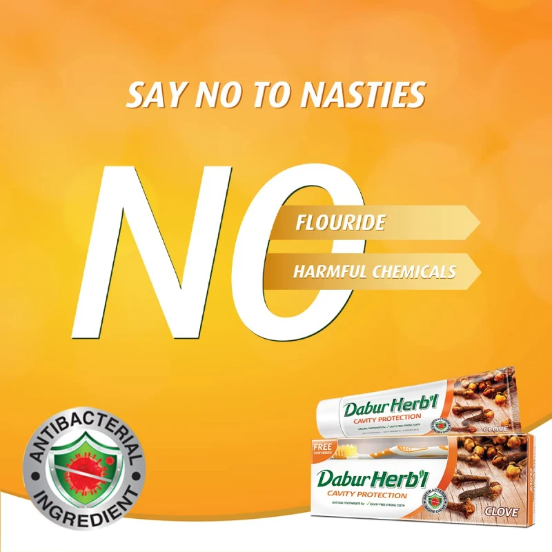 Dabur Herbal Toothpaste 150G With Brush Clove Natural Toothpaste For Cavity Protection?, No Added Chemicals 4 Dabur Herbal Toothpaste 150G With Brush Clove Natural Toothpaste For Cavity Protection, No Added Chemicals (Pack Of 6)