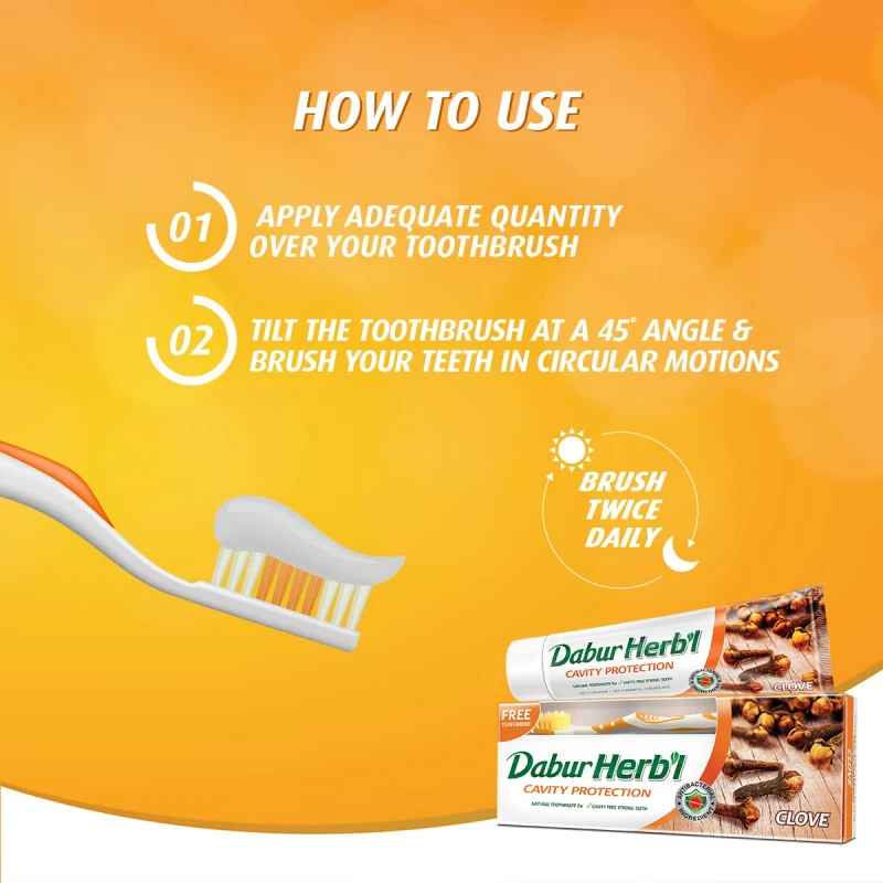 Dabur Herbal Toothpaste 150G With Brush Clove Natural Toothpaste For Cavity Protection?, No Added Chemicals 6 Dabur Herbal Toothpaste 150G With Brush Clove Natural Toothpaste For Cavity Protection, No Added Chemicals (Pack Of 6)