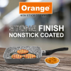 Orange Grill Pan Stone Finish 24cm Non-Stick with Glass Lid, 5 Layer Coating ONSC397
