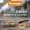 Orange Grill Pan Stone Finish 24cm Non-Stick with Glass Lid, 5 Layer Coating ONSC397